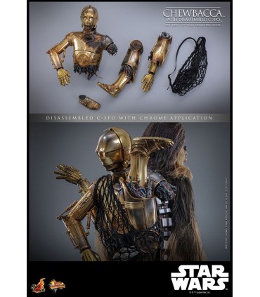 CHEWBACCA WITH DISASSEMBLED C-3PO HOT TOYS