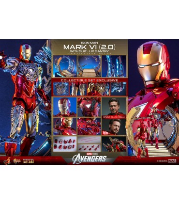 IRON MAN MARK VI (2.0) WHIT SUIT-UP GANTRY 1/6 SCALE HOT TOYS -MARVEL AVENGERS-