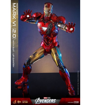 IRON MAN MARK VI (2.0) WHIT SUIT-UP GANTRY 1/6 SCALE HOT TOYS -MARVEL AVENGERS-